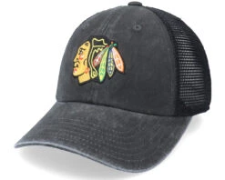 Chicago Blackhawks Raglan Bones Black Trucker - American Needle