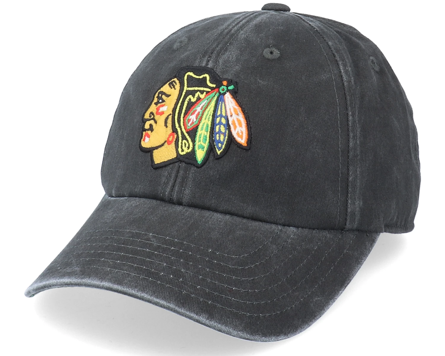 Chicago Blackhawks New Raglin Black Dad Cap - American Needle 1 Chicago Blackhawks New Raglin Black Dad Cap - American Needle