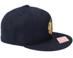 Chicago Blackhawks Deep Dish Black Fitted - American Needle -American Needle 798698606337 4