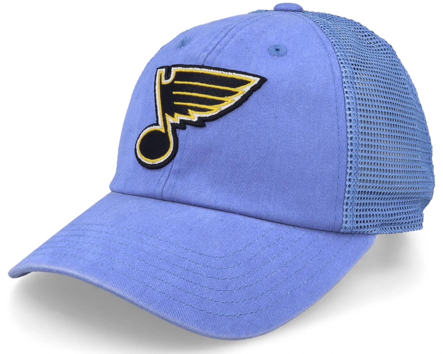 St. Louis Blues Raglan Bones Faded Blue Trucker - American Needle 1 St. Louis Blues Raglan Bones Faded Blue Trucker - American Needle