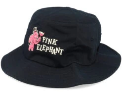 Pink Elephant Twill Screen Black Bucket - American Needle