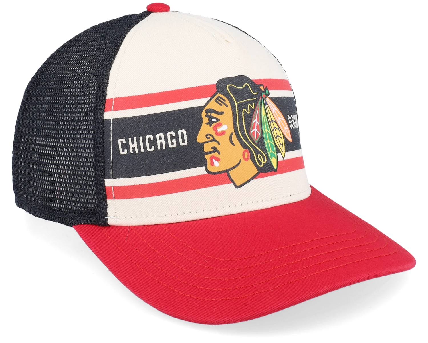 Chicago Blackhawks Sinclair Black/Ivory/Red Trucker - American Needle 2 Chicago Blackhawks Sinclair Black/Ivory/Red Trucker - American Needle - Image 2