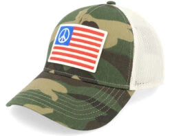 Usa Peace Twill Valin Ptch Ivory/Camo Trucker - American Needle